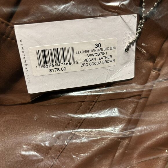 WeWoreWhat Vegan Leather High Rise Dad Jean Cocoa Brown Women's Size 30 - Picture 5 of 5
